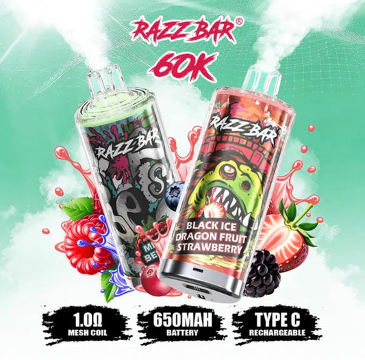 10 pcs mix flavor Razz bar 5% 60k bouffées Crystal vaper cigarettes électroniques jetables bouffée 60k bouffée de vape rechargeable 60000