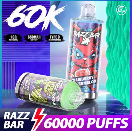 10 pcs mix flavor Razz bar 5% 60k bouffées Crystal vaper cigarettes électroniques jetables bouffée 60k bouffée de vape rechargeable 60000